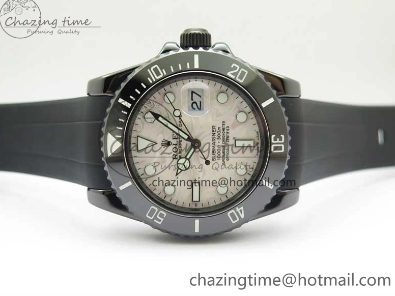 5GF Black Black Best SA3135 Cream Ceramic Dial Submariner on 40mm Strap Rubber Edition 1224